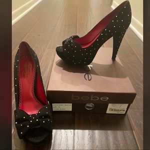 Bebe Tara S. Suede and Stone heel.